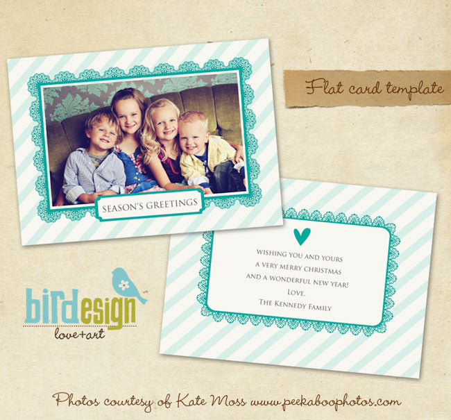 Holiday Photocard Template | Turquoise heart 5x7