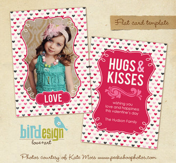 Valentine Photocard Template | Pink Hugs