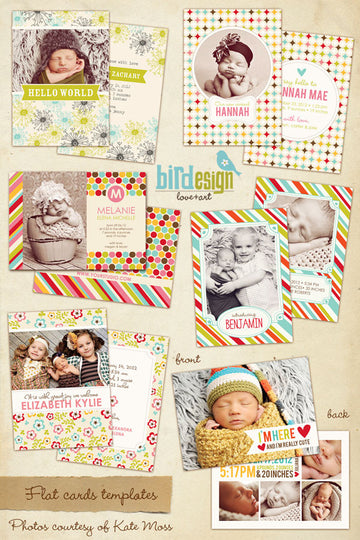 Birth announcement card template, templates for photographers
