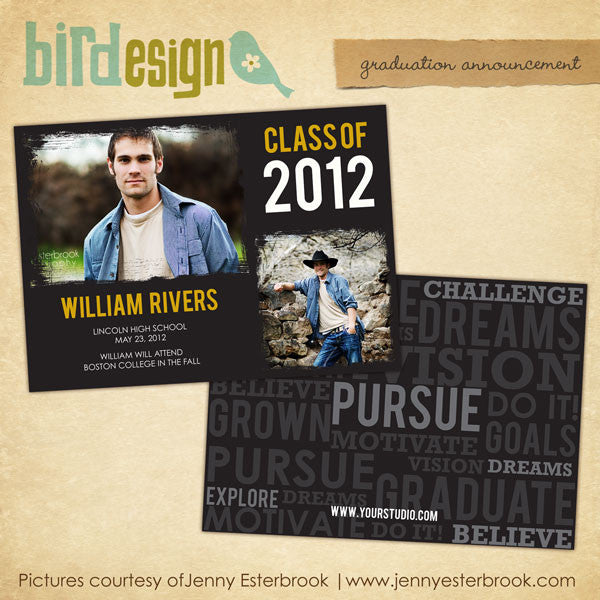 Graduation announcement digital template for photographers
