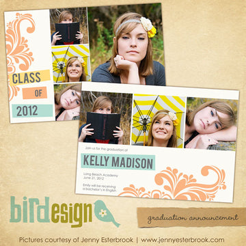 Graduation announcement digital template for photographers
