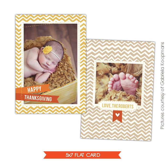 Thanksgiving Photocard Template | Whimsy Chevron