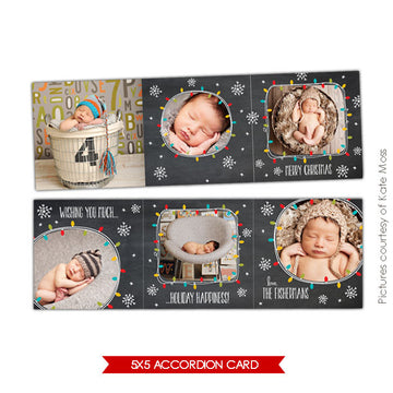 Holiday accordion card 5x5 | Lights & Stars