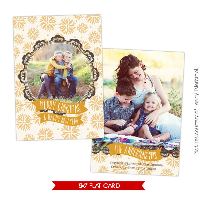 Holiday Photocard Template | Golden portrait