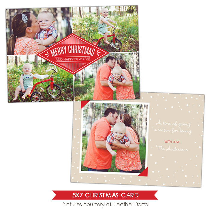 Christmas Photocard Template | White snow