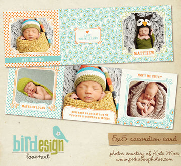 Baby accordion card 5x5 | Lovely Patterns