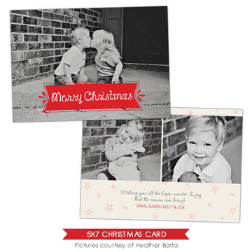 Christmas Photocard Template | Stars pattern