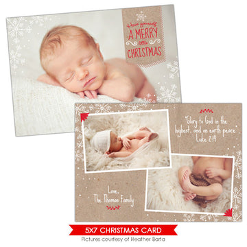 Christmas Photocard Template | Peace snowflakes