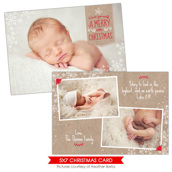 Christmas Photocard Template | Peace snowflakes
