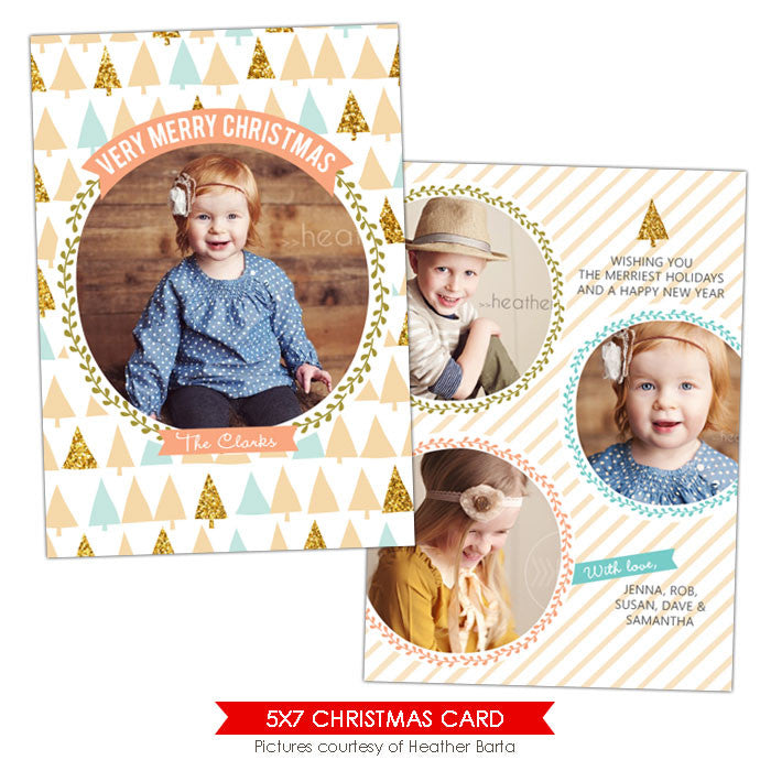 Christmas Photocard Template | Holiday trees