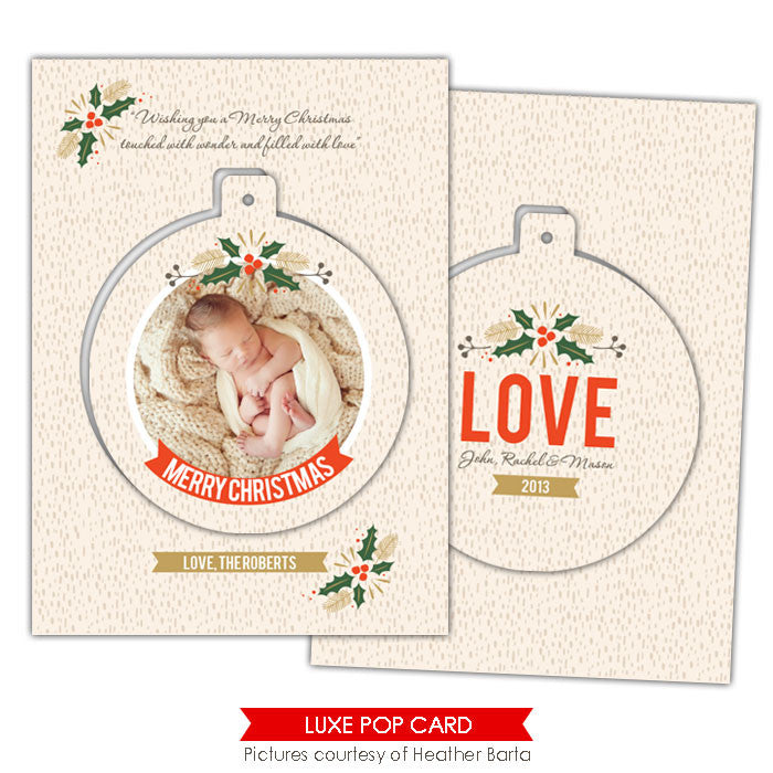 Christmas Luxe Pop Card Template | Mistletoe circle
