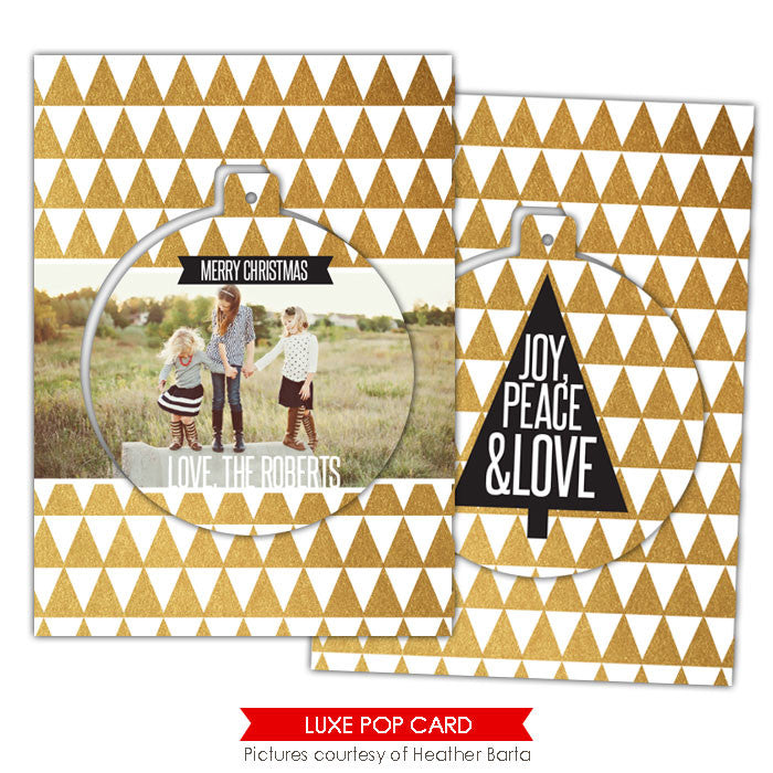Christmas Luxe Pop Card Template | Gold triangles