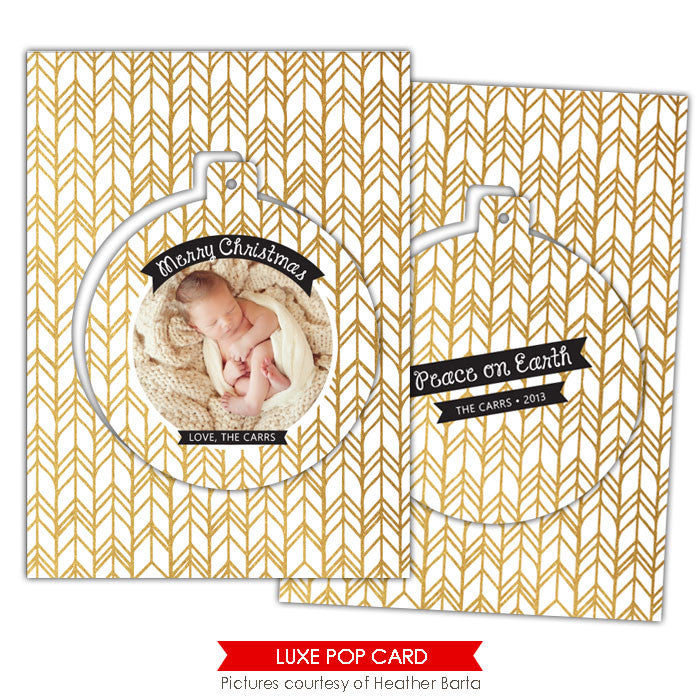 Christmas Luxe Pop Card Template | Gold arrows