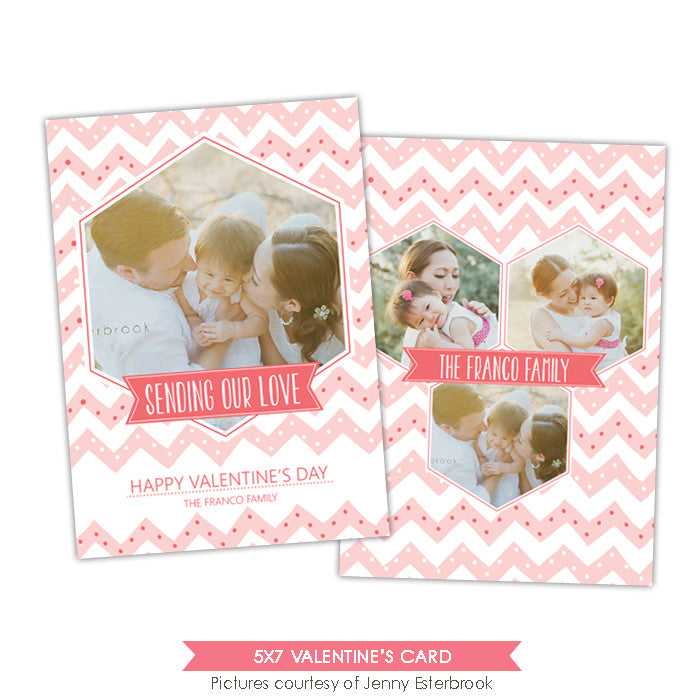 Valentine Photocard Template | Blush chevron