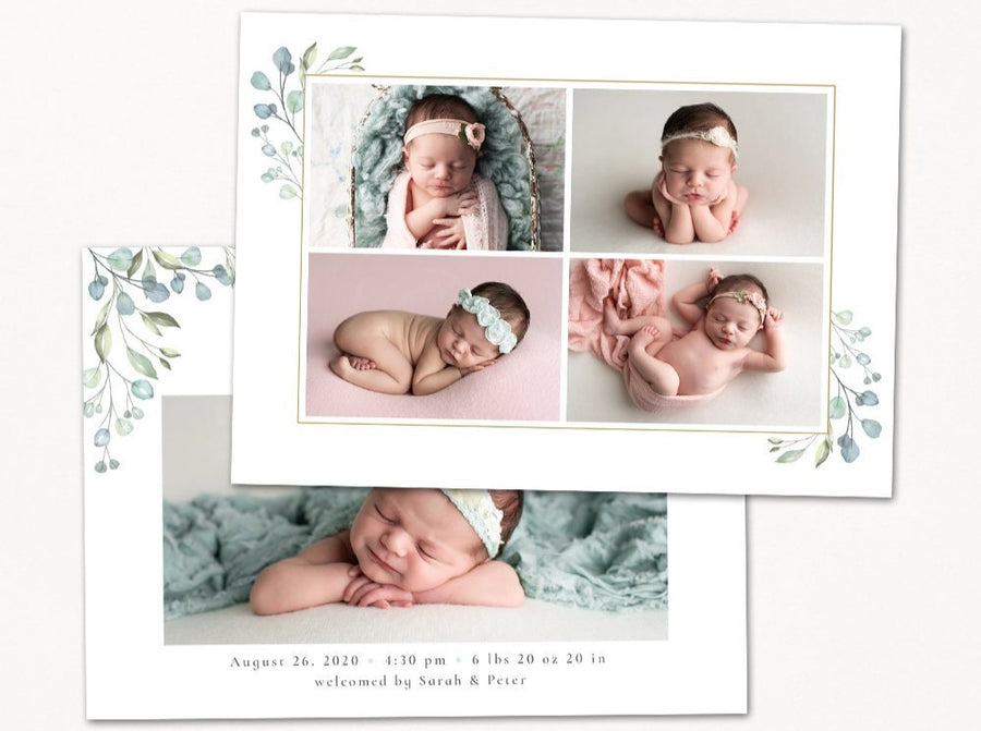 Birth Announcement Girl Newborn - 5x7 Card - os01