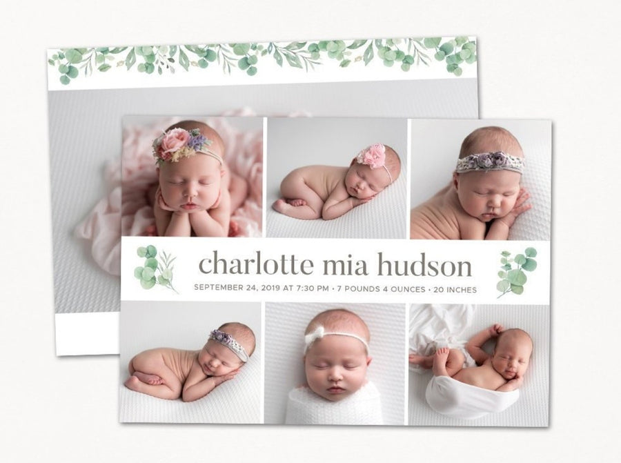 Birth Announcement Girl Newborn - 5x7 Card - os81