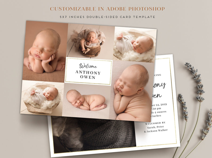 Birth Announcement - 5x7 Card - os30