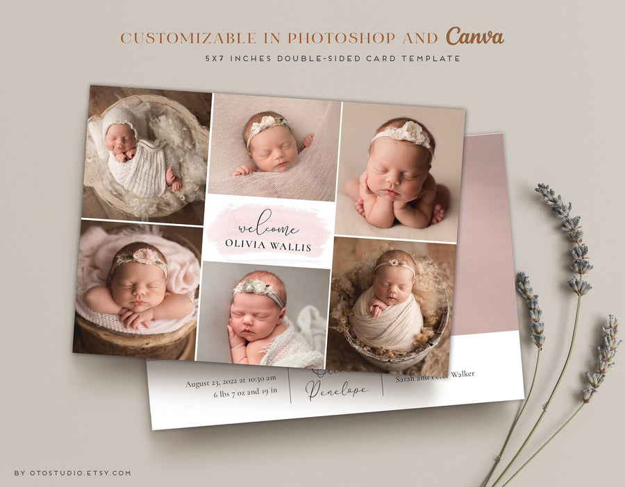 Birth Announcement - 5x7 Card - os08