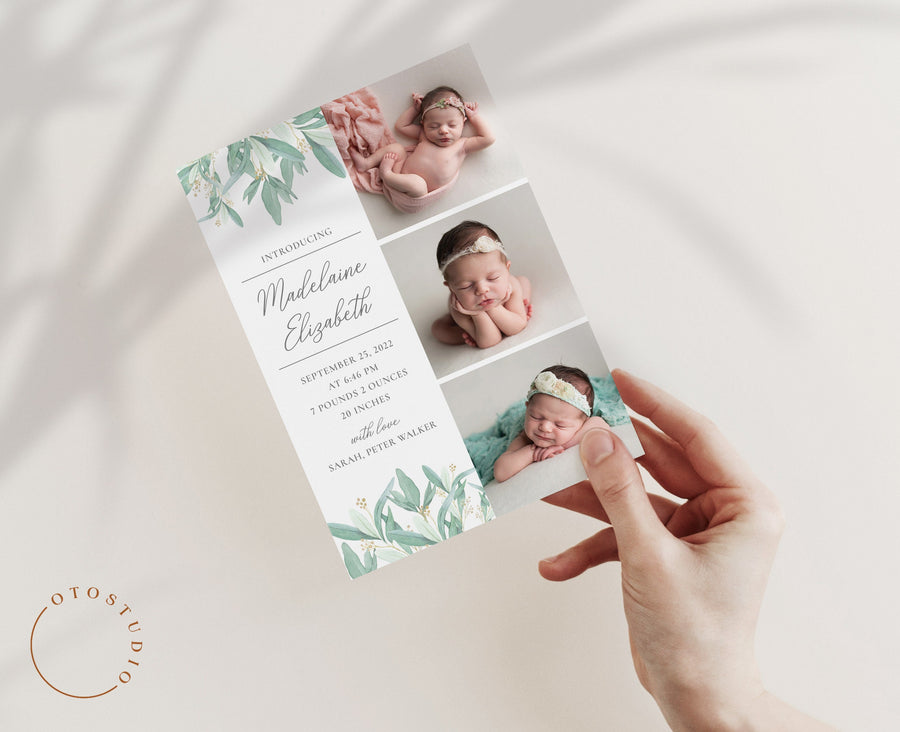 Birth Announcement Girl Newborn - 5x7 Card - os31