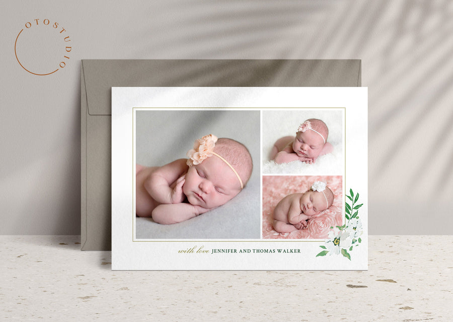 Birth Announcement Girl Newborn - 5x7 Card - os61