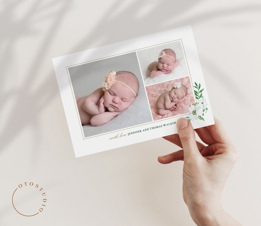 Birth Announcement Girl Newborn - 5x7 Card - os61