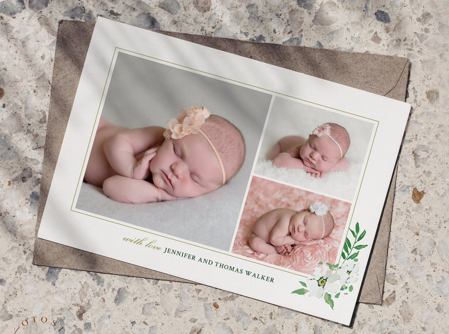 Birth Announcement Girl Newborn - 5x7 Card - os61