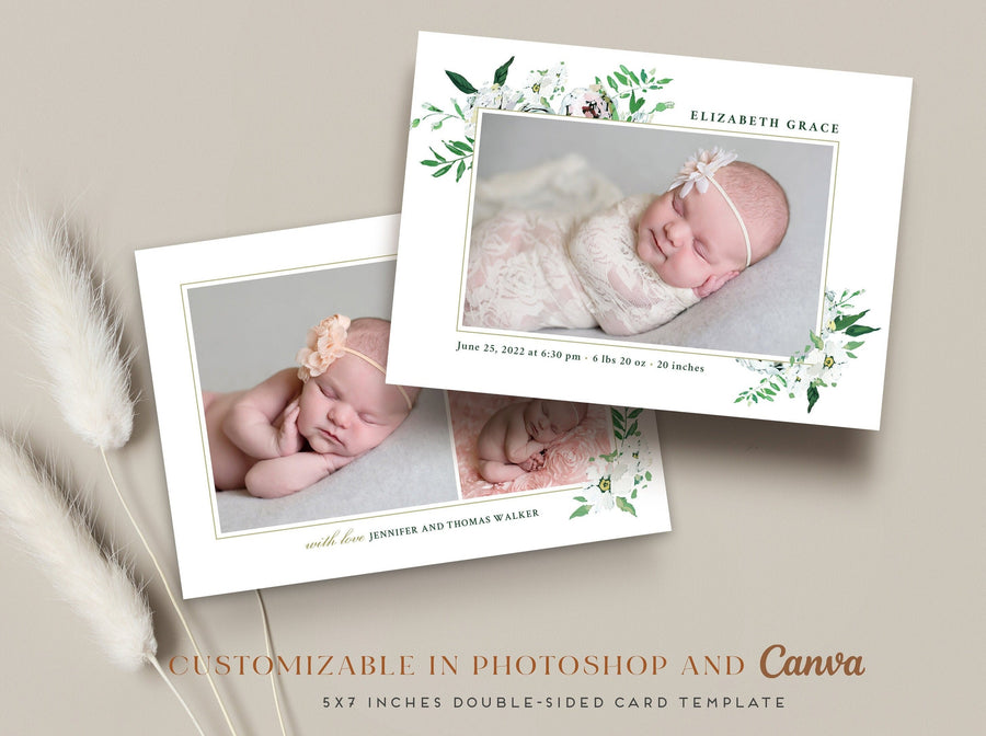 Birth Announcement Girl Newborn - 5x7 Card - os61