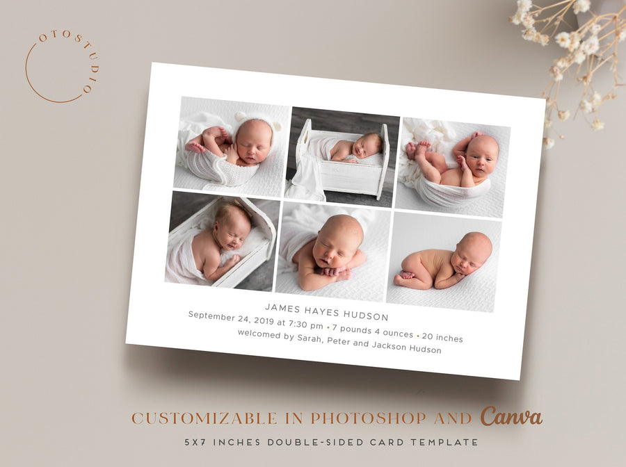 Birth Announcement - 5x7 Card - os72