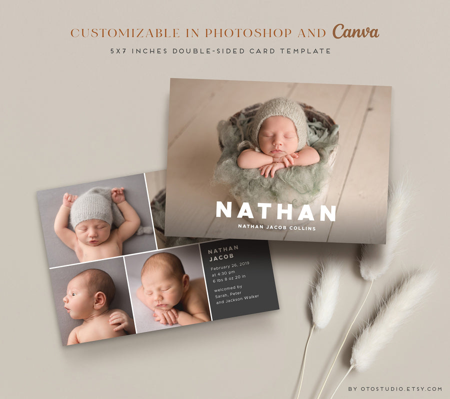 Birth Announcement - 5x7 Card - os36