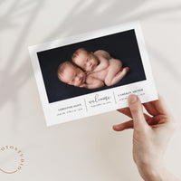 Birth Announcement Twin Baby Newborn - 5x7 Card - os09