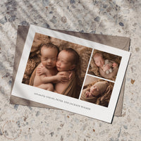 Birth Announcement Twin Baby Newborn - 5x7 Card - os09