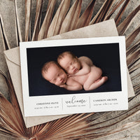 Birth Announcement Twin Baby Newborn - 5x7 Card - os09