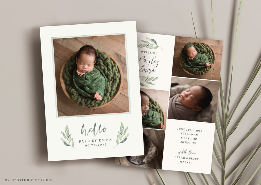 Birth Announcement Girl Newborn - 5x7 Card - os10