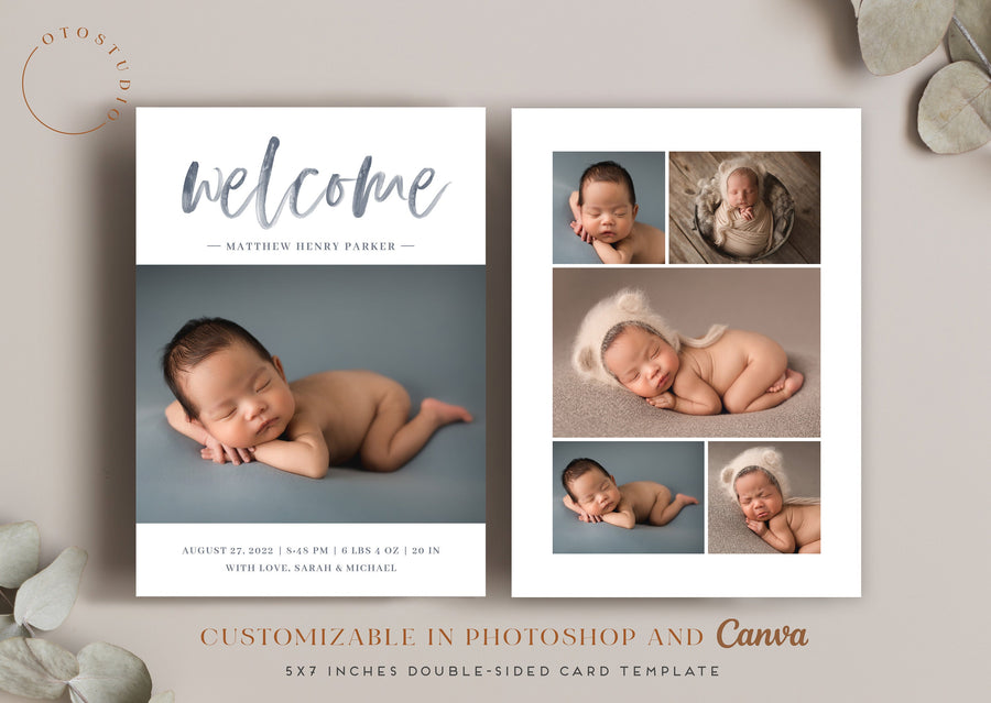 Birth Announcement Collage - 5x7 Card - os34