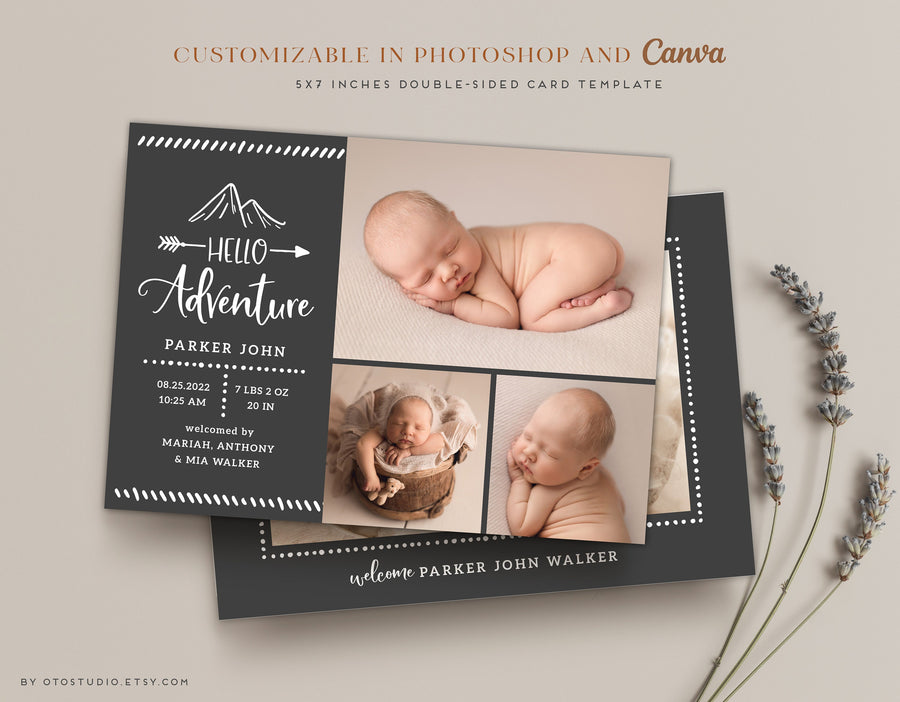 Birth Announcement - 5x7 Card - os41