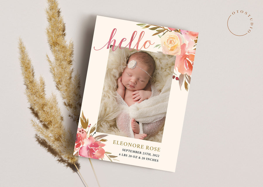 Birth Announcement Girl Newborn - 5x7 Card - os14