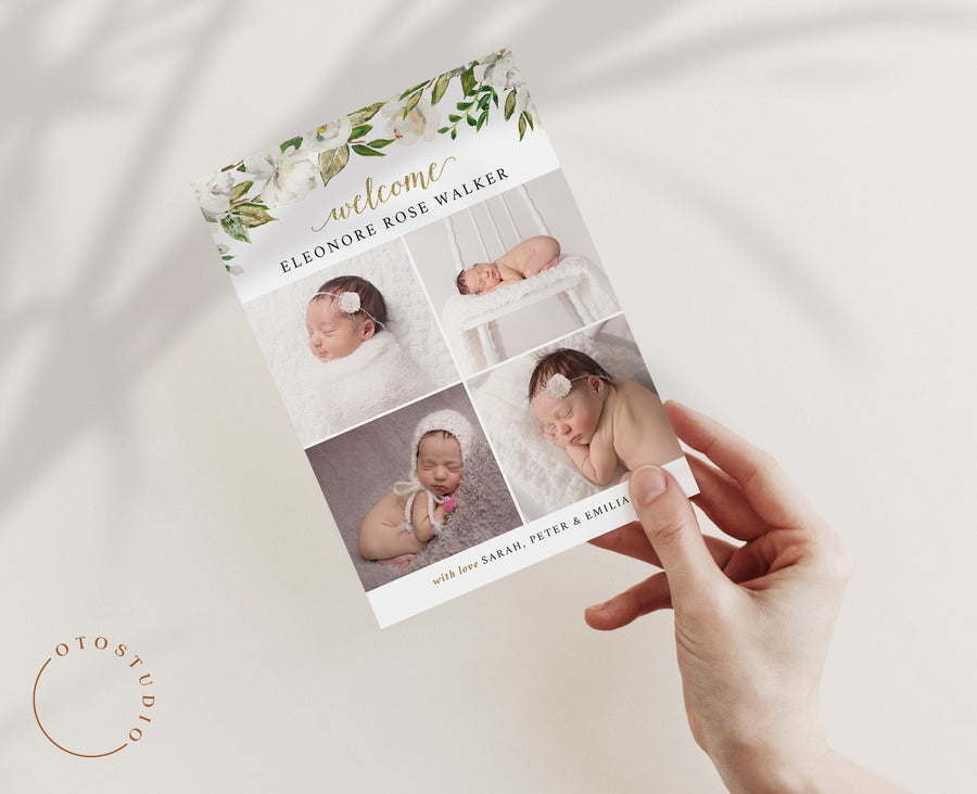 Birth Announcement Girl Newborn - 5x7 Card - os20
