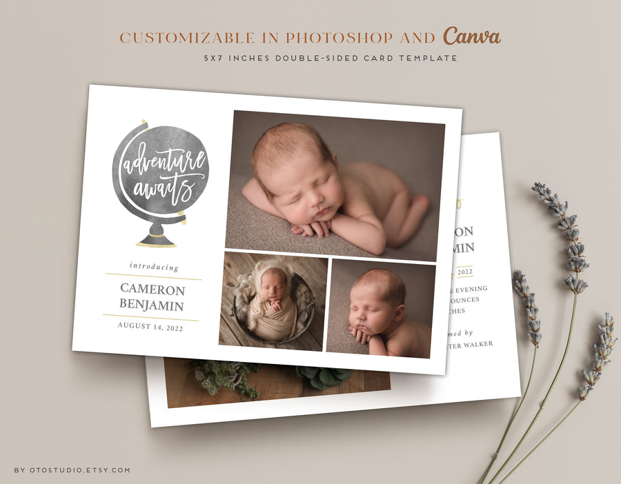 Birth Announcement - 5x7 Card - os44