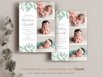 Birth Announcement Girl Newborn - 5x7 Card - os31