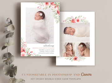 Birth Announcement Girl Newborn - 5x7 Card - os58