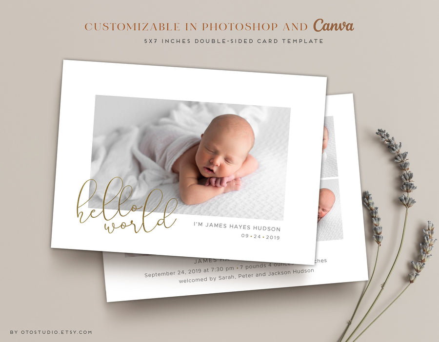 Birth Announcement - 5x7 Card - os72