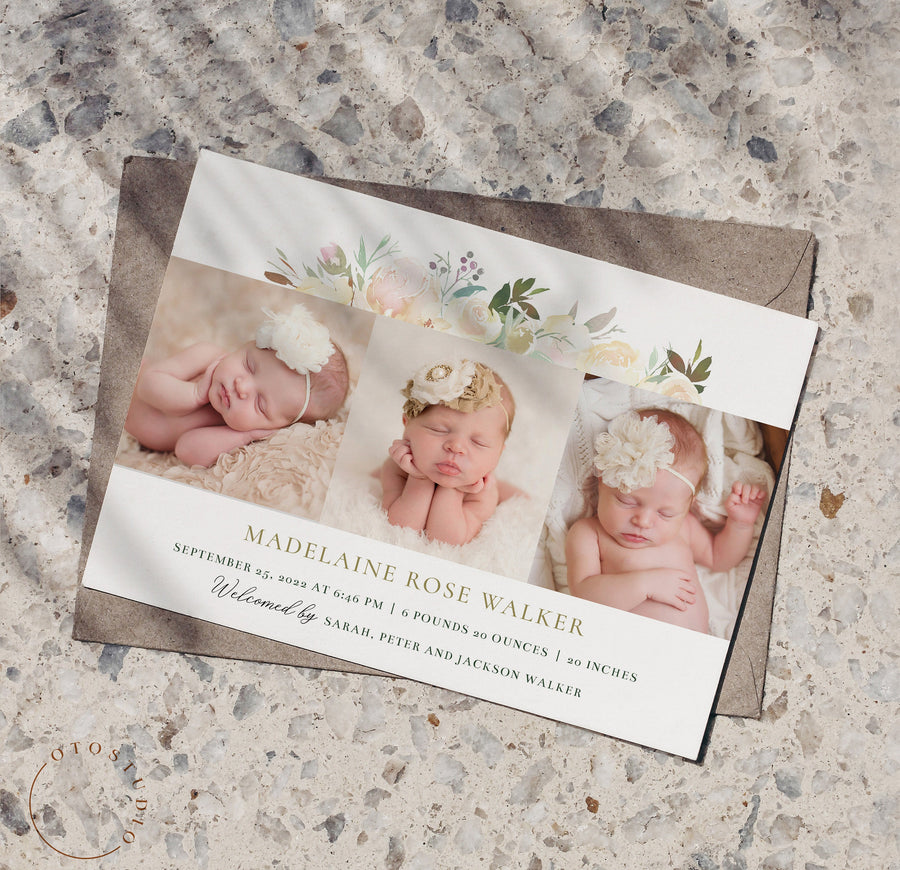 Birth Announcement Girl Newborn - 5x7 Card - os11