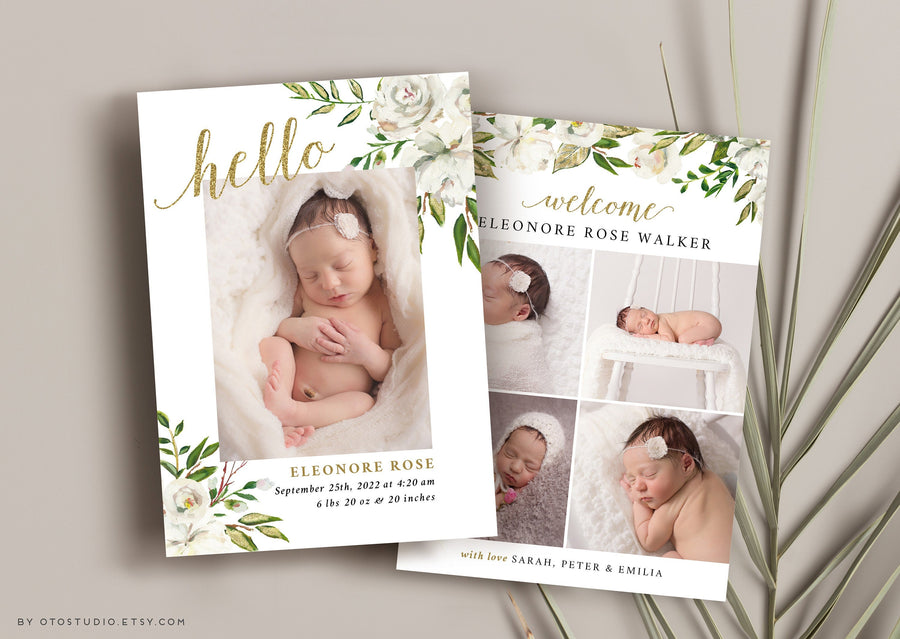 Birth Announcement Girl Newborn - 5x7 Card - os20