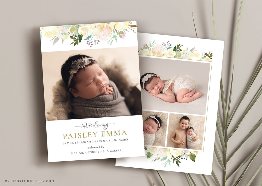 Birth Announcement Girl Newborn - 5x7 Card - os79