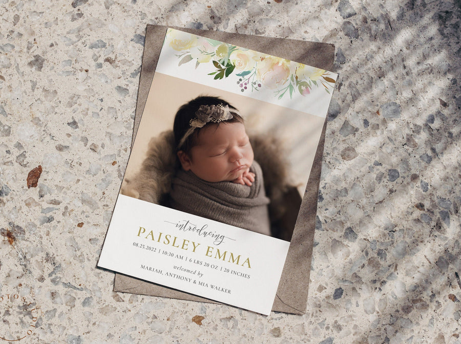 Birth Announcement Girl Newborn - 5x7 Card - os79